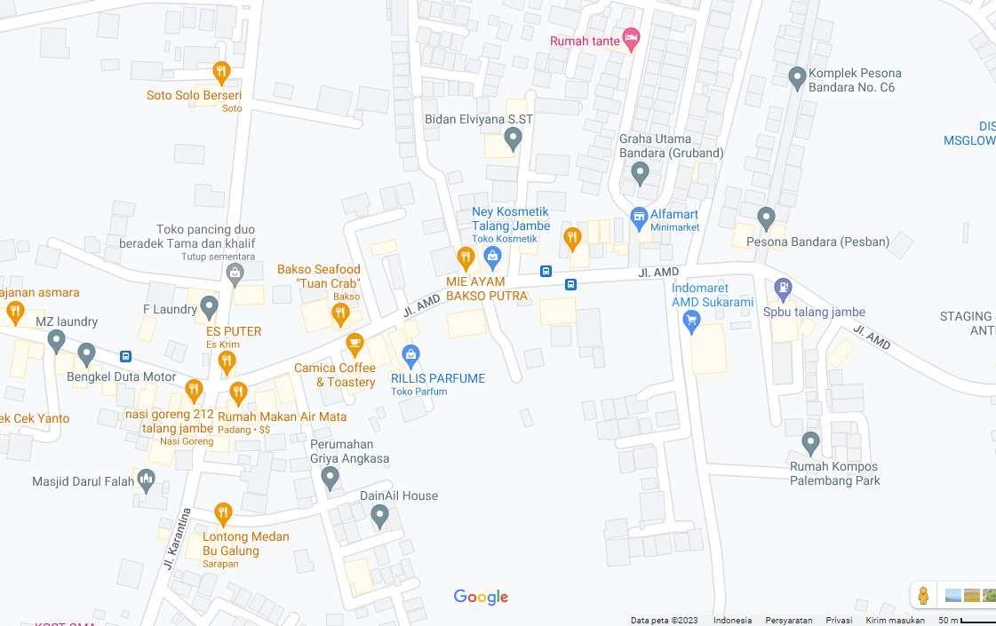 Peta lokasi kantor PT. Asshofwah Wisata Haromain, Jl. AMD Talang Jambe, Palembang
